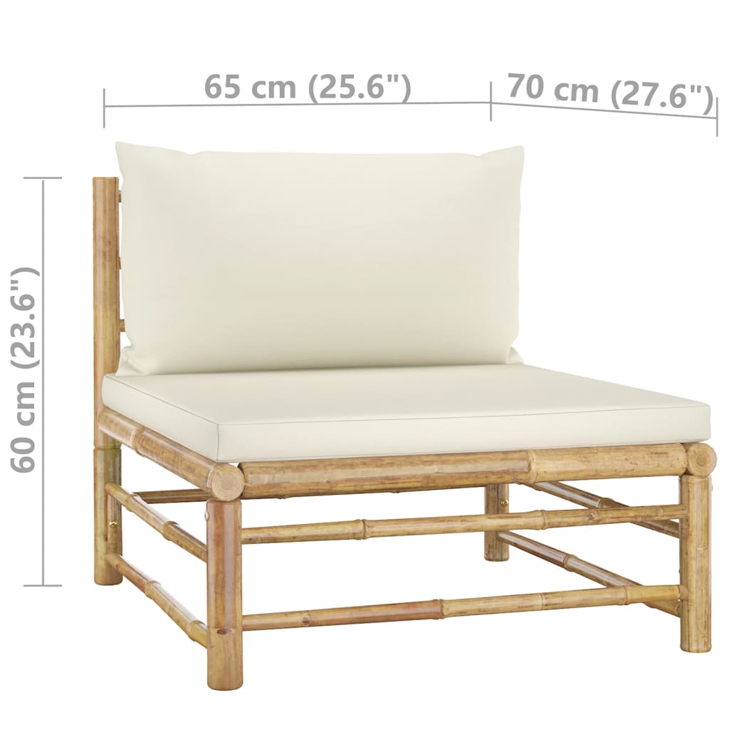 3-Delige Loungeset Met Witte Kussens Bamboe