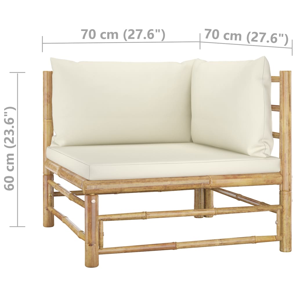 8-Delige Loungeset Met Witte Kussens Bamboe