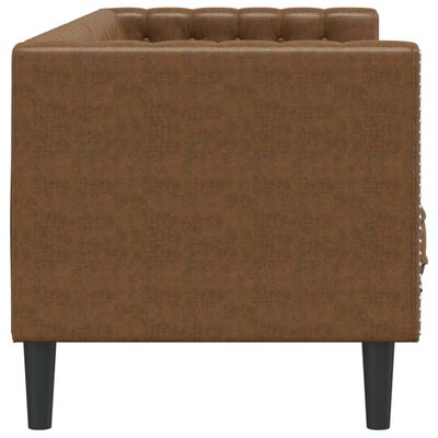 Chesterfield 3-Zitsbank – Kunstsuède Bruin & Klassiek Design