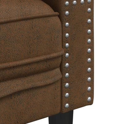 Chesterfield 3-Zitsbank – Kunstsuède Bruin & Klassiek Design