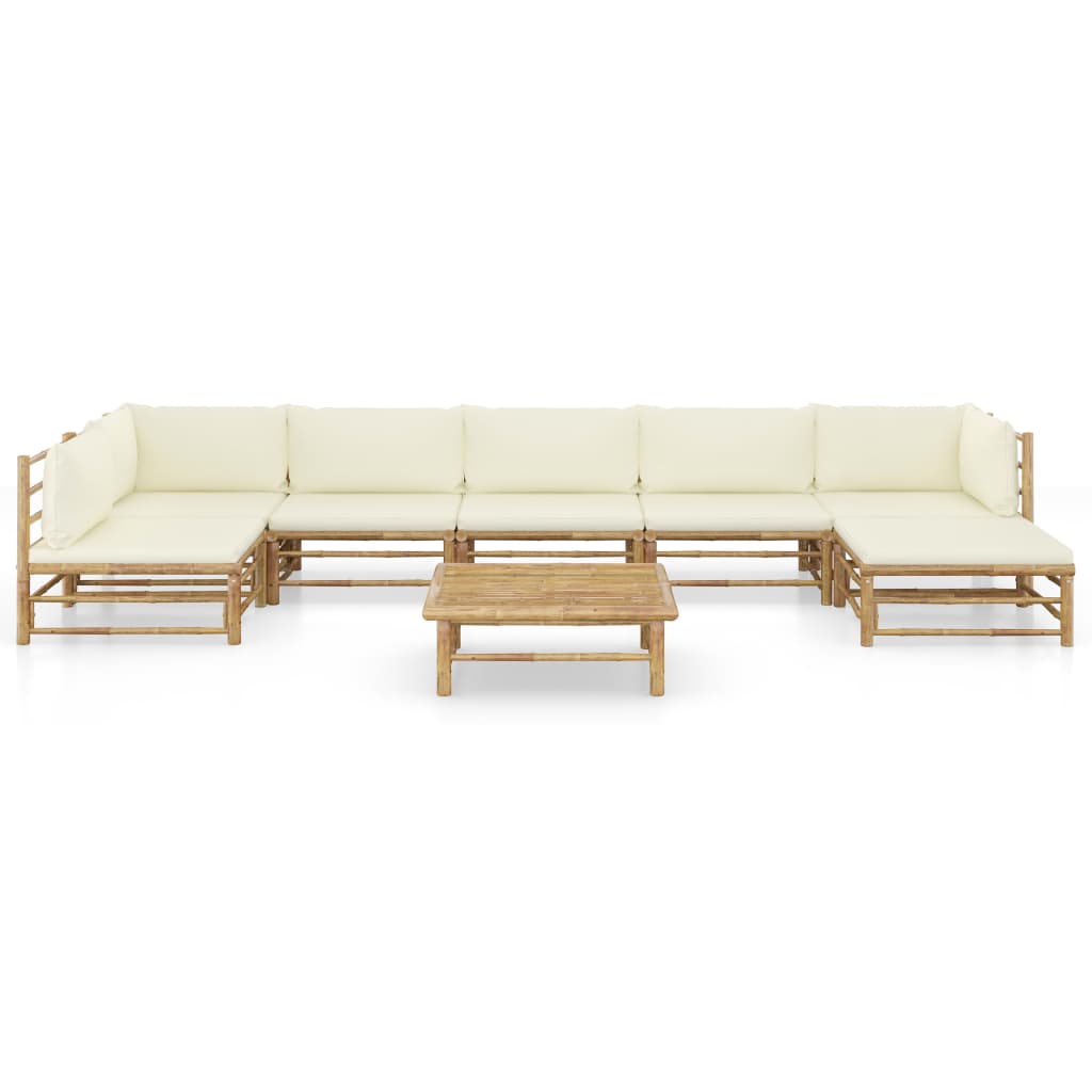 8-Delige Loungeset Met Witte Kussens Bamboe